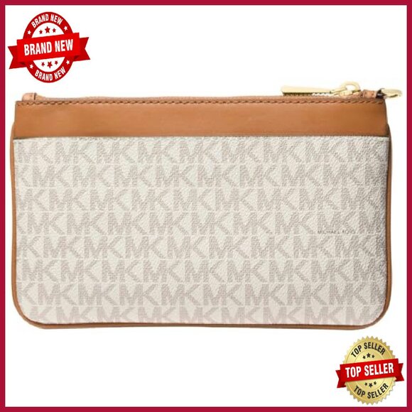 Signature Canvas Wristlet with Leather Trim and Gold Hardware